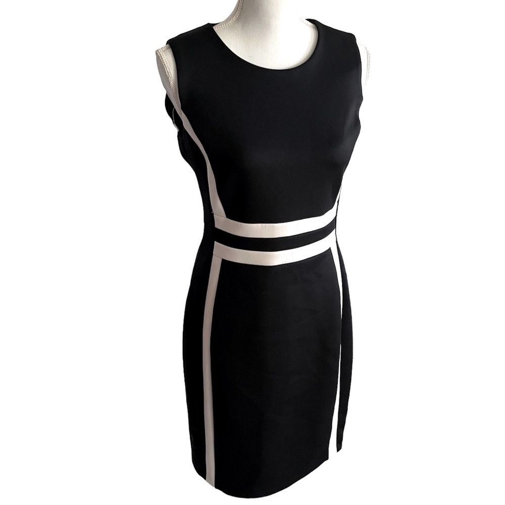 CALVIN KLEIN. Bodycon Black and White Dress, 8.